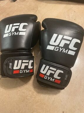 UFC Gym Black Boxing Gloves with White and Red Logos